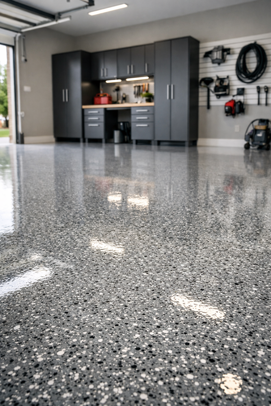 epoxy garage floor — glossy, premium